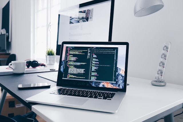 computer on desk in office